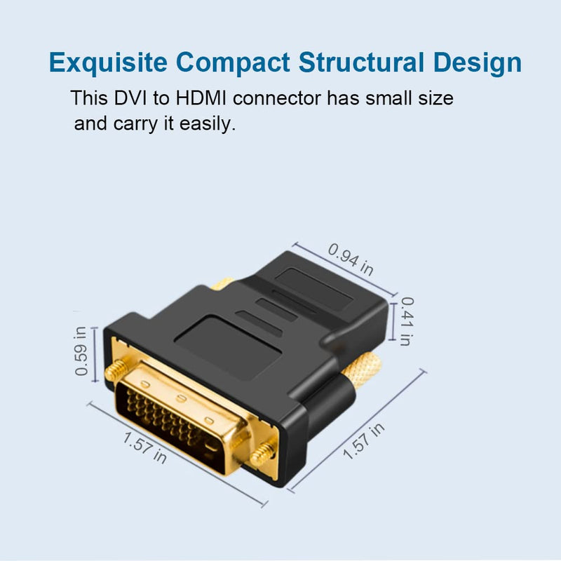  [AUSTRALIA] - HDMI to DVI Adapter, UV-CABLE 2-Pack Bi-Directional DVI to HDMI Adapter Converter Male to Female for Computer, Monitor, TV Projector, Video Game and so on gold