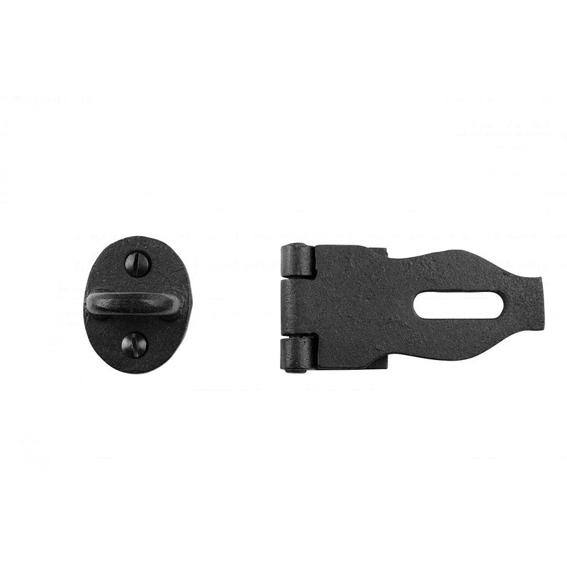  [AUSTRALIA] - Decorative Black Wrought Iron Hasp Lock 4" X 1.75" Heavy Duty Rust Resistant Hasp Latches Safety Padlock Clasps for Cabinets, Chests Or Doors with Screws | Renovators Supply Manufacturing