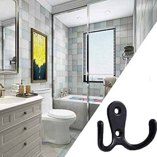  [AUSTRALIA] - 20 PCS,Coat Hooks Wall Mount,Metal Double Hooks with 40 Screws,Wall Single Hooks Hanging Robe Towel Key Jackets Clothes Bag Hat … Black