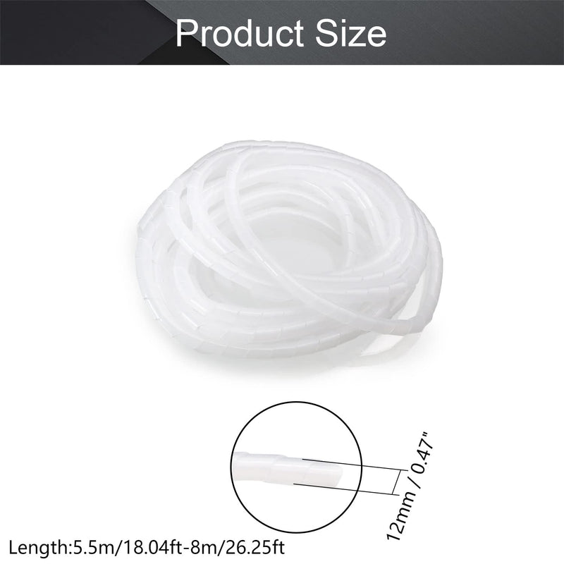  [AUSTRALIA] - Othmro Spiral Cable Wrap Spiral Wire Wrap Cord for Computer Electrical Wire Organizer Sleeve(Dia 12MM-Length 5.5M White) 12mmx5.5-8m 1pcs