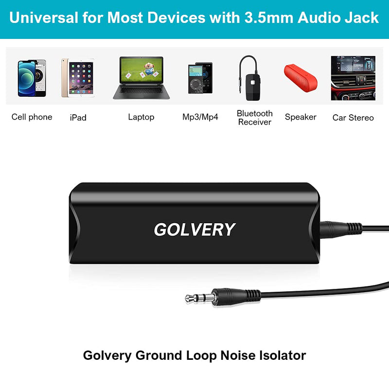 Golvery Ground Loop Noise Isolator, Auido Humming Hissing Buzzing Noise Filter Eliminator for Car Audio, Home, PC Stereo System with 3.5mm or RCA Aux Jack - LeoForward Australia