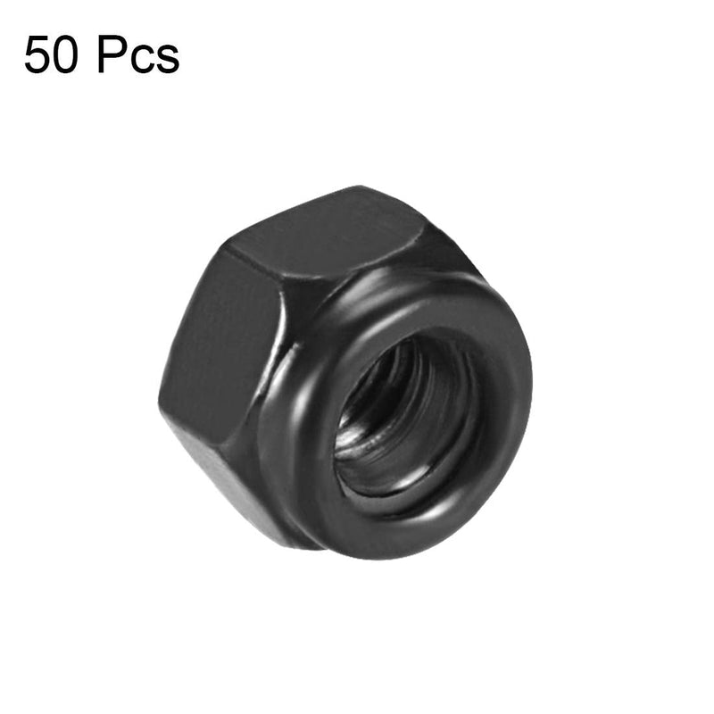  [AUSTRALIA] - uxcell Hex Lock Nuts - M3 x 0.5mm Carbon Steel Nylon Insert Self-Locking Nuts for Fasteners, 50Pcs Black