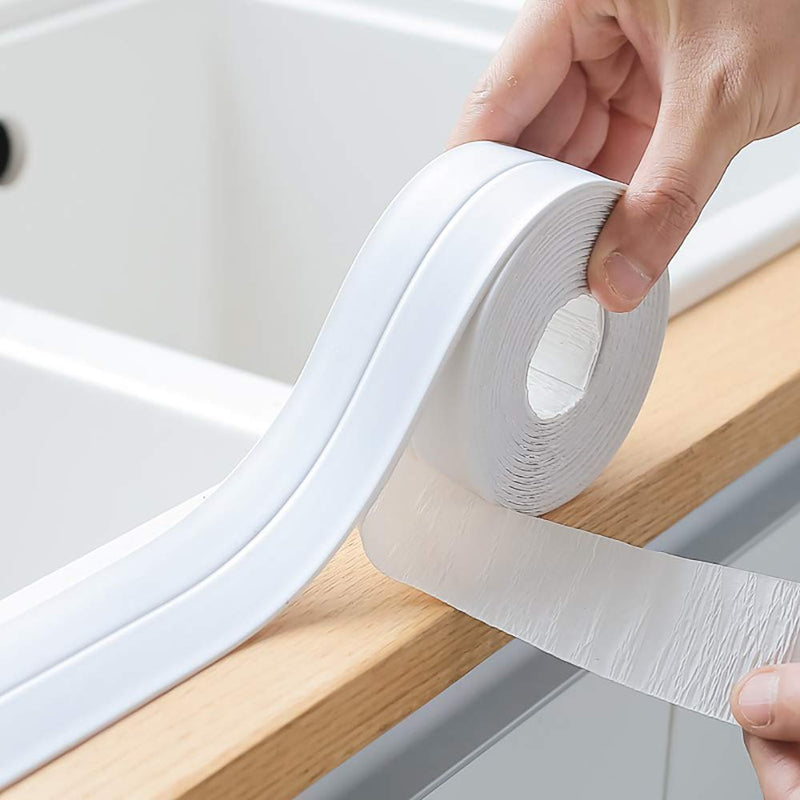  [AUSTRALIA] - 2 Pack Tape Caulk Strip, PVC Self Adhesive Caulking Sealing Tape for Kitchen Sink Toilet Bathroom Shower and Bathtub, 1-1/2" x 11' White White 2PCS