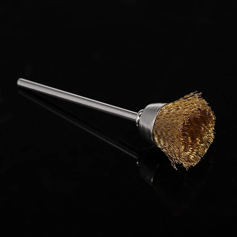  [AUSTRALIA] - 2 Pcs Mini Copper Wire Brushes tainless Steel Handle Dental Nail Drill Bit Cleaning Brush for Slag Stain Rust Dust