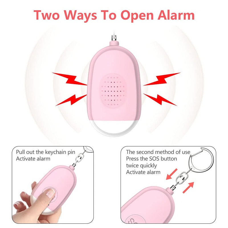  [AUSTRALIA] - Safe Sound Personal Alarm 4 Pack, 130dB Self Defense Security Alarm Keychain with LED Lights, Emergency Personal Siren Song Safety Alarm with USB Rechargerable for Women, Girls, Children, Elderly