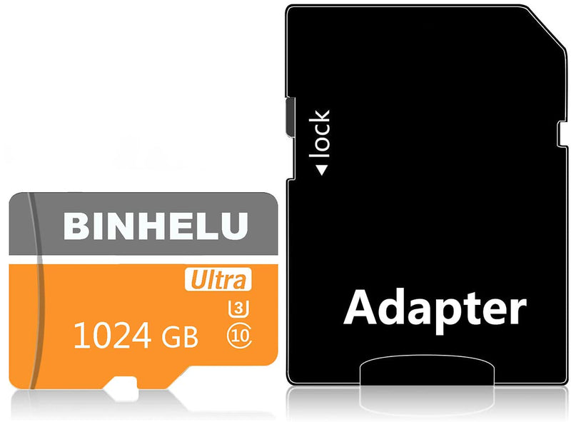  [AUSTRALIA] - Memory Card 1TB TF Card 1024GB Storage Card with Adapter Class 10 High Speed Micro Card for Android Phones/PC/Computer/Camera Orange