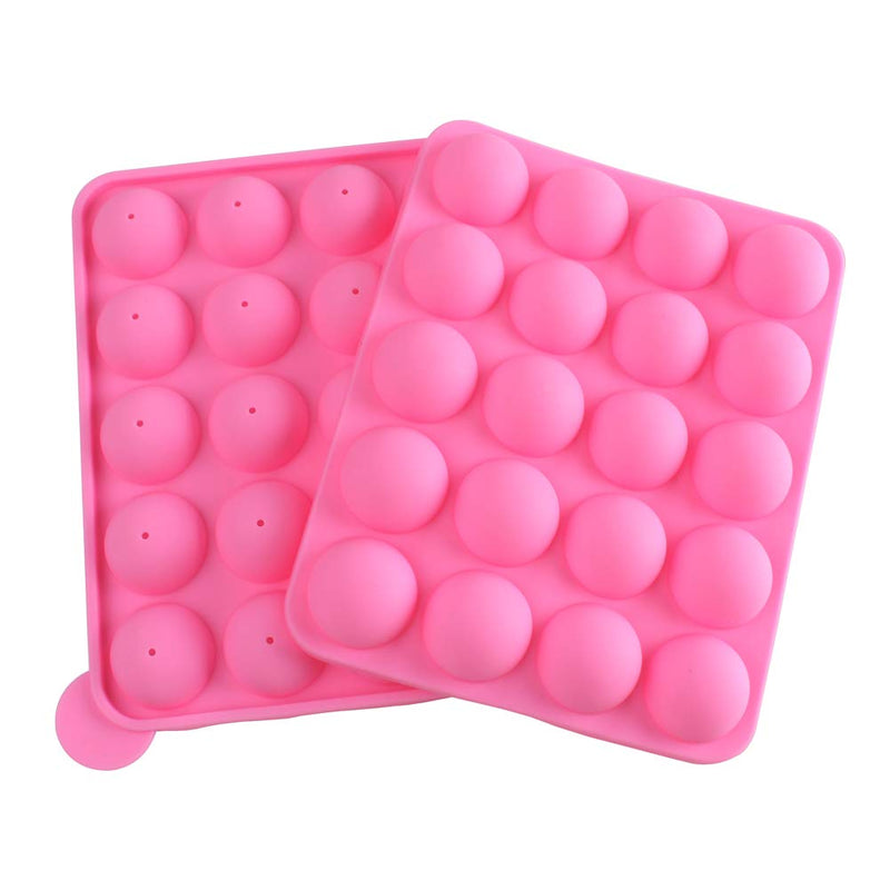  [AUSTRALIA] - Z ZICOME 20 Cavity Silicone Pink Lolly Pop Party Cupcake Baking Mold Cake Pop Stick Mold Tray