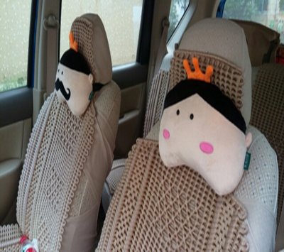  [AUSTRALIA] - A.B Crew 2 PCS Creative Car Headrest Head Cushion Plush Neck Pillow(King+Queen) King+queen