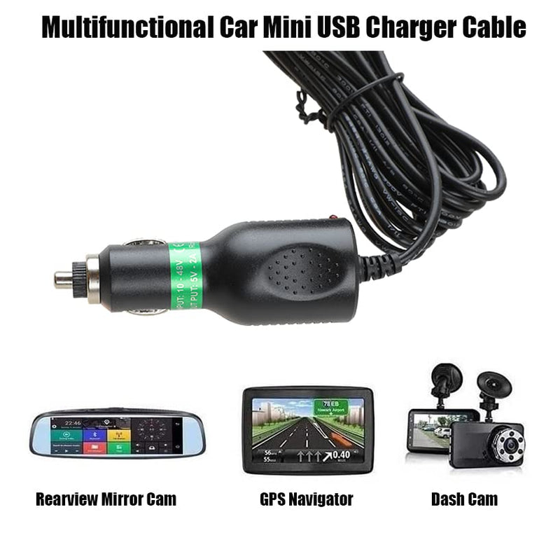  [AUSTRALIA] - Peojek Dash Cam Charger Cable, GPS Navigator Charger Cable for Mini USB Port, Dash Cam Charge Cable, Right Port Dash Charging Cable for 12V Car and 24V Truck Power Adapter Cable (Right-90 degree port) Right-90 degree port