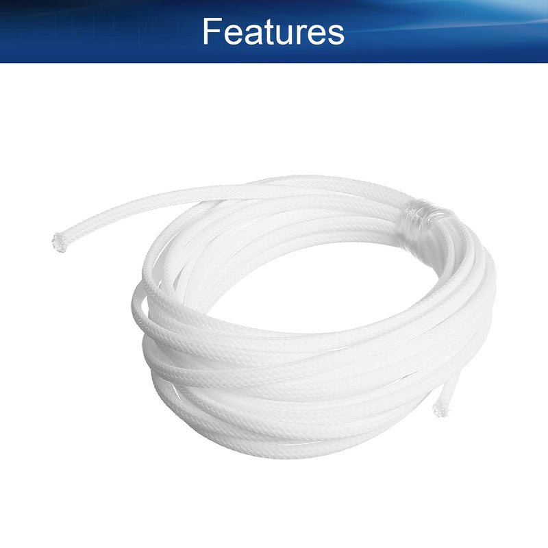  [AUSTRALIA] - Bettomshin 1Pcs 16.4Ft PET Braided Cable Sleeve, Width 4mm Expandable Braided Sleeve for Sleeving Protect Electric Wire Electric Cable White