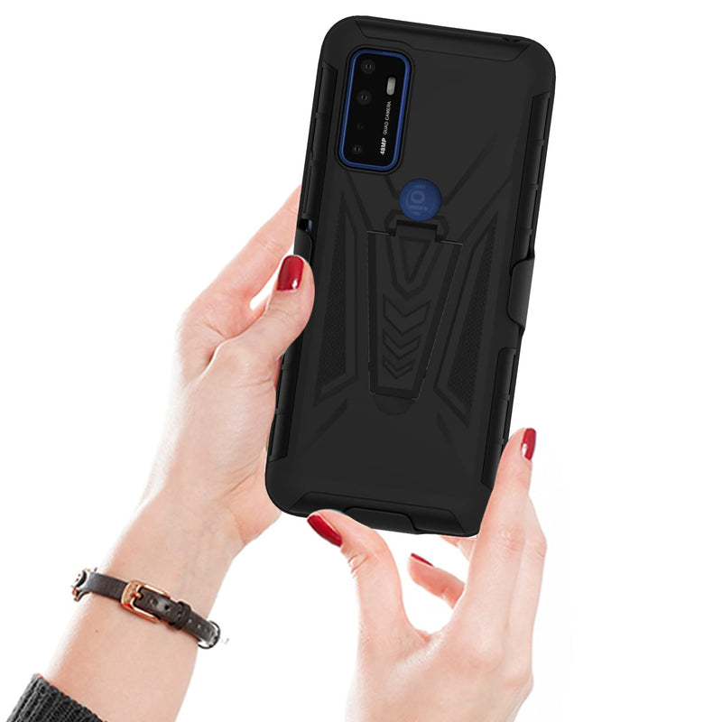  [AUSTRALIA] - NKase Case for AT&T Radiant Max 5G 6.8"/ Cricket Dream 5G, Cricket Dream 5G Phone Case with Belt Clip Holster Kickstand Hard Phone Cover Shockproof Heavy Duty Hybrid Protective Case, Black