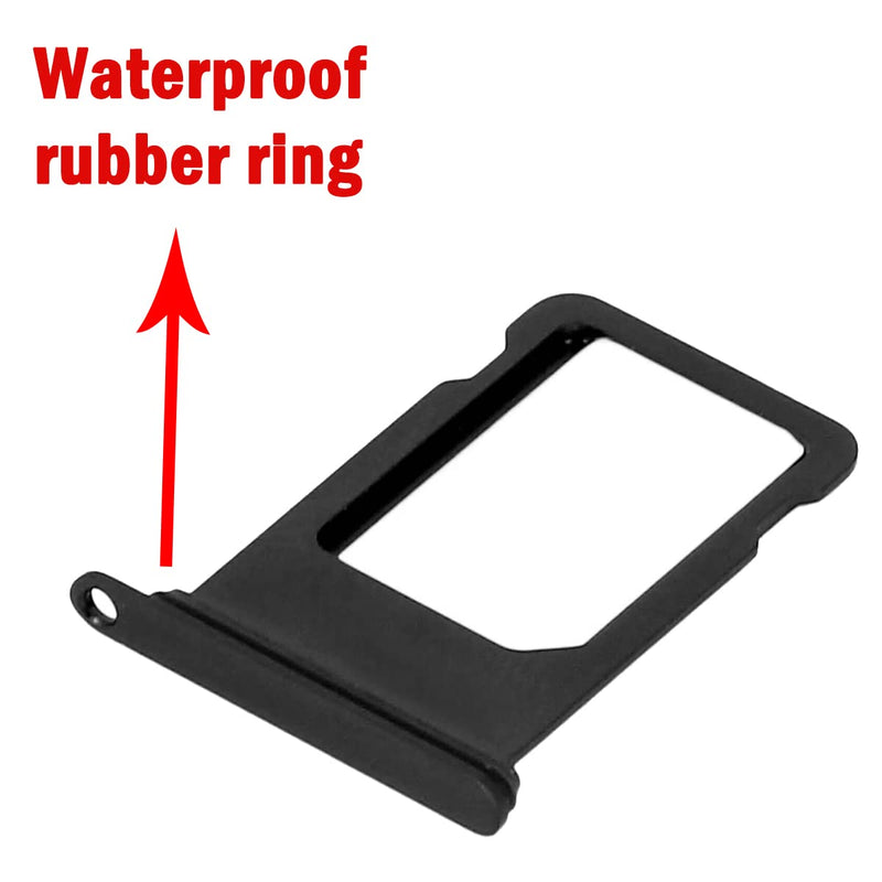  [AUSTRALIA] - Perzework Single SIM Card Tray Holder Slot Replacement for iPhone SE 2020 / SE 2022/8 (Black) with Waterproof Rubber Ring and Eject Pin Black