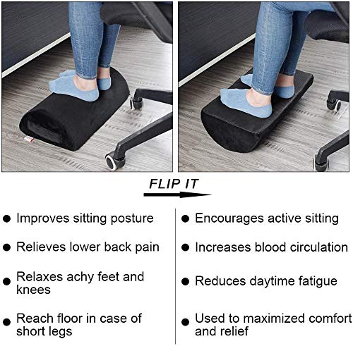 Ergonomic Foot Rest Cushion Under Desk with High Rebound Ergonomic Foam Non-Slip Half-Cylinder Footstool Footrest Ottoman for Home Office Desk Airplane Travel (Black) Black - LeoForward Australia