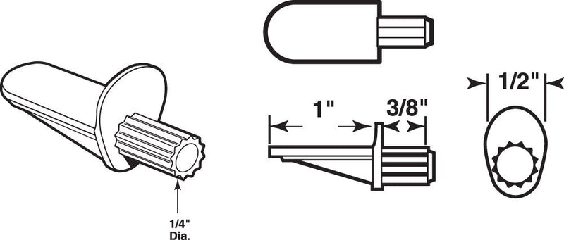  [AUSTRALIA] - Prime-Line Products U 9256 Shelf Support Peg, 1/4-Inch, Clear Plastic,(Pack of 12)