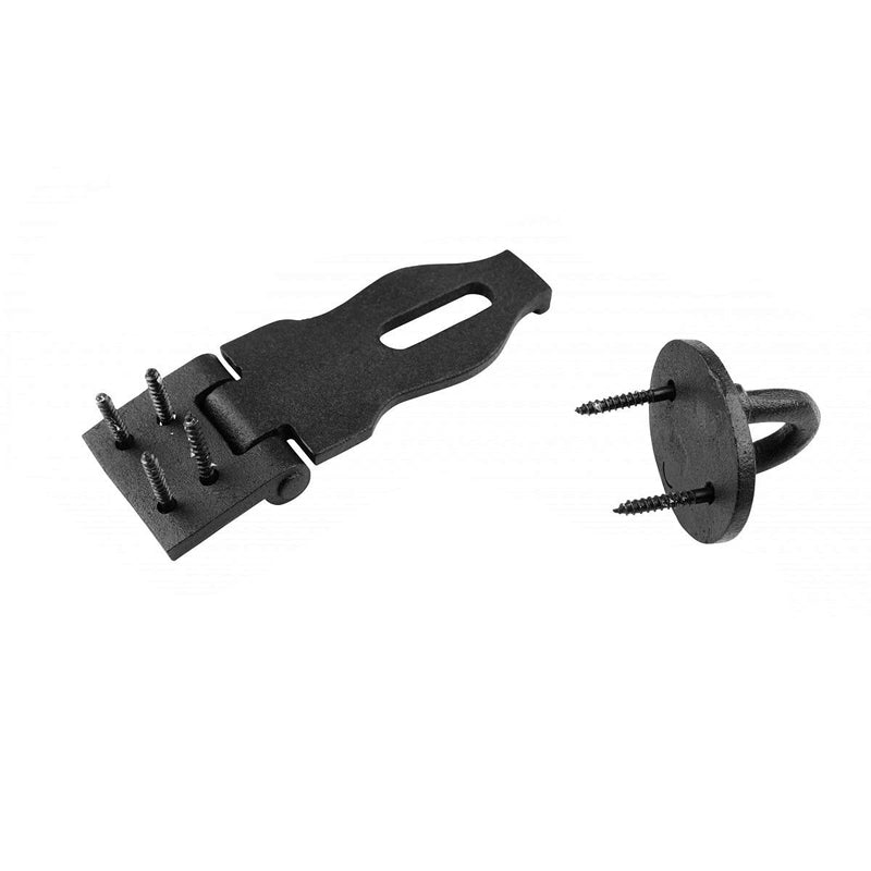  [AUSTRALIA] - Decorative Black Wrought Iron Hasp Lock 4" X 1.75" Heavy Duty Rust Resistant Hasp Latches Safety Padlock Clasps for Cabinets, Chests Or Doors with Screws | Renovators Supply Manufacturing
