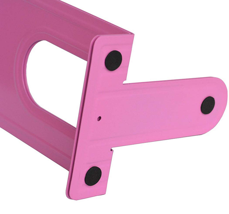  [AUSTRALIA] - Xiaoyu Metal Bookends, Non-Skid Bookend Supports, Heavy Duty Standard Bookends for Shelves, Table, Office and Home, 6.30 x 5.04 x 7.48 inch, Pink Medium