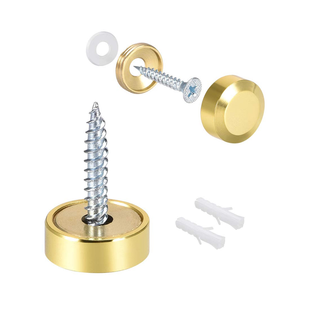  [AUSTRALIA] - uxcell Mirror Screws Decorative Cap Cover Nails Polished Gold 16mm 4pcs