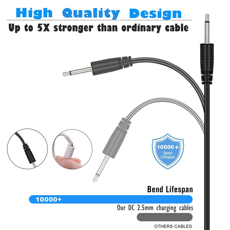  [AUSTRALIA] - 2 Pack 2.7ft Replacement DC Charging Cable, USB to DC 2.5mm Fast Charger Cord Adapter - 2.5mm (This is NOT Barrel Jack) Black