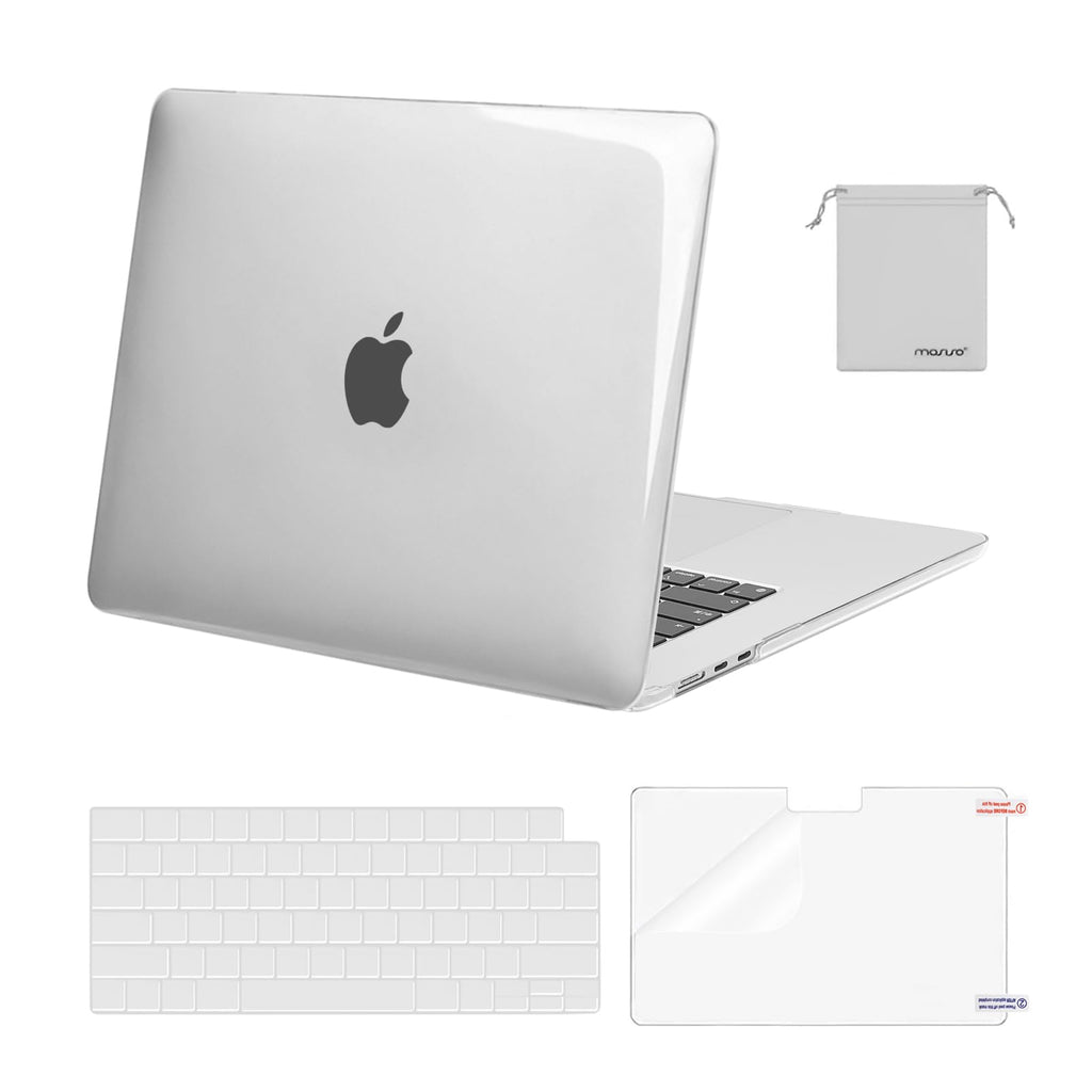  [AUSTRALIA] - MOSISO Compatible with MacBook Air 15 inch Case 2023 Release A2941 M2 Chip with Liquid Retina Display Touch ID, Plastic Hard Shell&Keyboard Cover&Screen Protector&Storage Bag, Crystal Clear