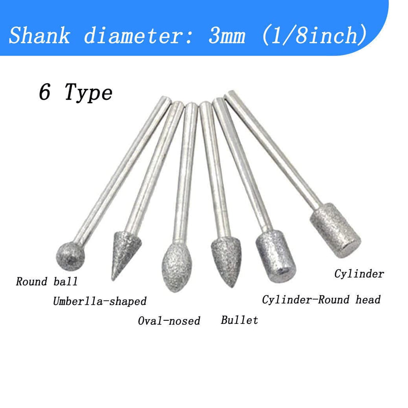  [AUSTRALIA] - Luo ke 20 Pcs 𝐃𝐢𝐚𝐦𝐨𝐧𝐝 𝐁𝐮𝐫𝐫 𝐒𝐞𝐭, 1/8 Inch Shank Stone Carving Bits For Dremel Rotary Tools