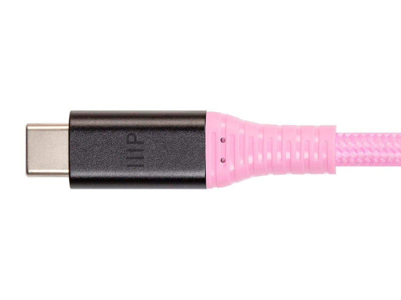Monoprice Durable USB 3.2 Gen 2 Type C to Type C Data and Power Kevlar-Reinforced Nylon-Braid Cable - 1 Meter - Pink | 5A/100W - AtlasFlex Series - LeoForward Australia