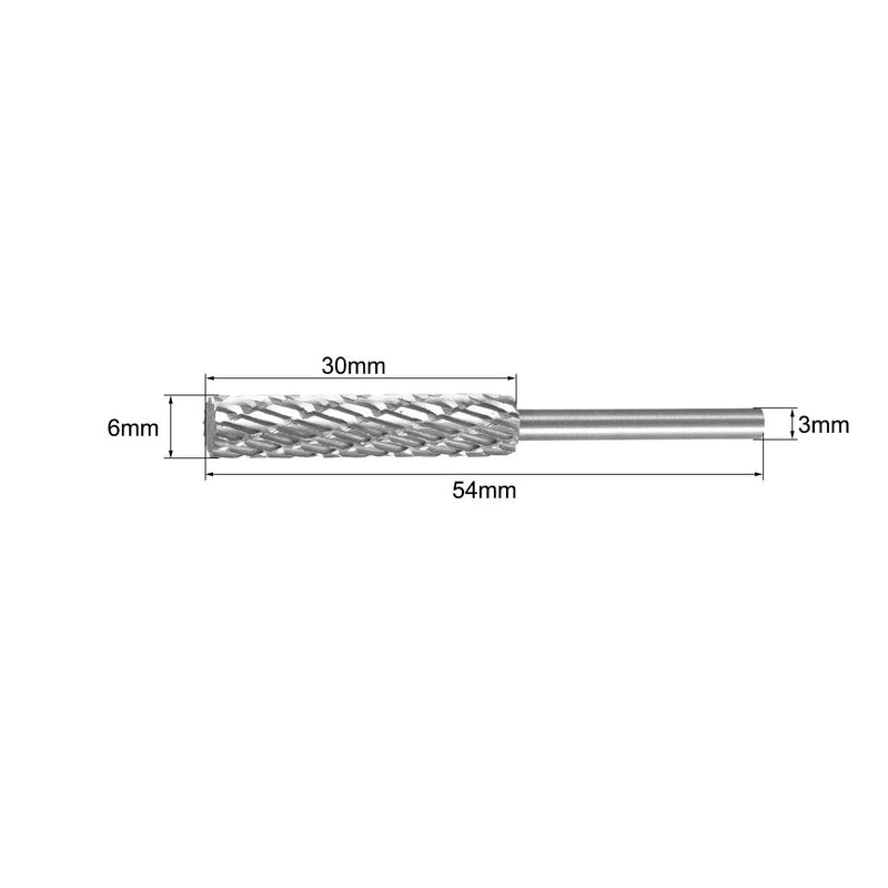 uxcell HSS Rotary Files 1/8" Shank, Double Cut Top Flat Cylinder Shape Rotary Burrs Tool 6mm Dia, for Die Grinder Drill Bit Wood Soft Metal Carving Polishing Model Engineering, 2pcs 3mm x 6mm - LeoForward Australia