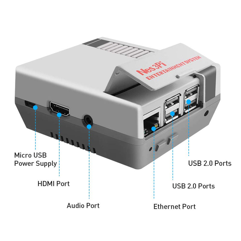  [AUSTRALIA] - GeeekPi Raspberry Pi 3B+ Case, Raspberry Pi Case with Fan, Retro Gaming Nes3Pi Case with Cooling Fan, Raspberry Pi Heatsinks for Raspberry Pi 2B/3B/3B+