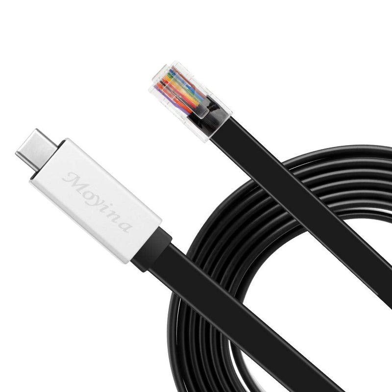  [AUSTRALIA] - Moyina USB C Console Cable USB C to RJ45 Cable FTDI Chip Essential Accesory of Cisco, NETGEAR, Ubiquity, TP-Link Routers/Switches for Laptops in Windows, Mac, Linux (6 ft,Black)