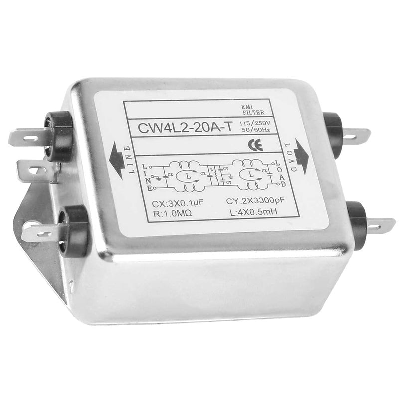  [AUSTRALIA] - Line Filter 230V, Power Emi Filter 20A, CW4L2-20A-T, Line Filter Single Phase Filter, EMI Power Filter, 115V/250V 20A 50/60Hz, Electromagnetic Interference Filter