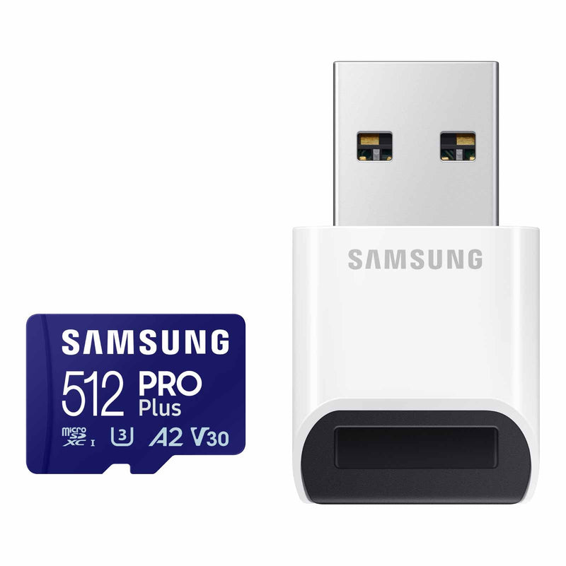  [AUSTRALIA] - SAMSUNG PRO Plus microSD Memory Card + Reader, 512GB MicroSDXC, Up to 180 MB/s, Full HD & 4K UHD, UHS-I, C10, U3, V30, A2 for Android Phones, Tablets, GoPRO, DJI Drone, MB-MD512SB/AM, 2023 New PRO Plus/Reader Read/Write 180/130MB/s