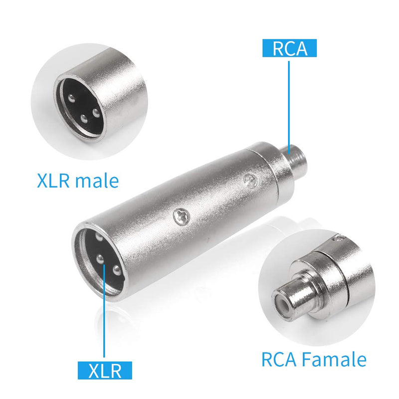  [AUSTRALIA] - Disino Female RCA to XLR Male Adapter, XLR to RCA Converter Gender Changer Audio Coupler Connector for Microphone Connections Audio Electronics etc - 2 Pack