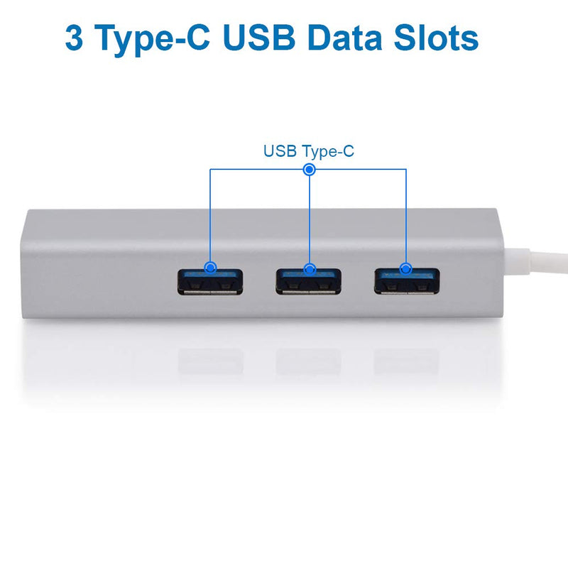  [AUSTRALIA] - MMOBIEL USB-C to Ethernet Adapter RJ45 Compatible with MacBook Air/Pro, iMac, Acer, Lenovo, Asus, HP, Samsung, Huawei and More - USB Type-C - 1000 Mbps 3 USB Multiports Hub 3.0 Ultra Slim - Silver