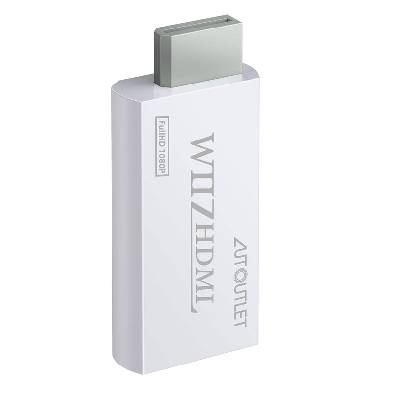  [AUSTRALIA] - AUTOUTLET Wii to Hdmi Converter Output Video Audio Adapter, with 1M HDMI Cable Wii2HDMI 3.5mm Audio Video Output Supports 720/1080P All Wii Display Modes for Nintendo White