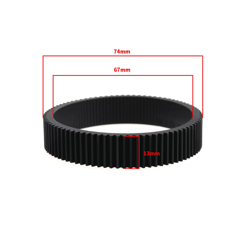  [AUSTRALIA] - Seamless Focus Gear Ring for 67-74mm Diameter Lens Follow Focus Ring Standard 0.8 Mod 360° Rotation Focus Gear Video Camera Lens Accessories Black