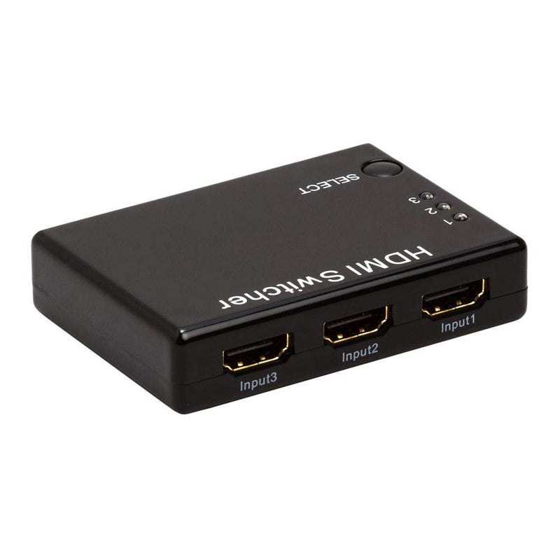  [AUSTRALIA] - Cmple - 3 Port High Speed HDMI Switch 3-in-1 out (3x1), 3D, Full HD 4K @30Hz with Remote, IR Extender Receiver 3 Ports Switch Black