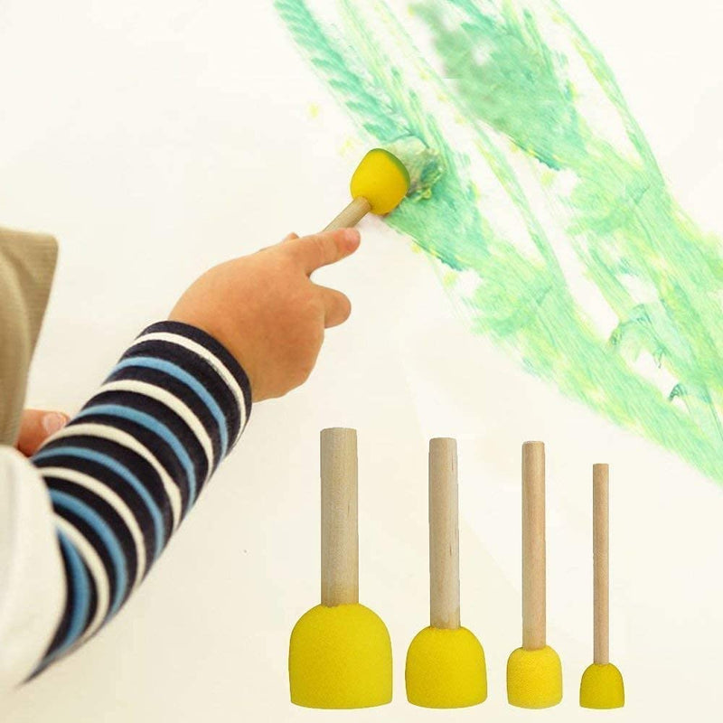  [AUSTRALIA] - 28-Pieces Assorted Size Round Sponges Brush Set, Paint Tools for Kids Yellow