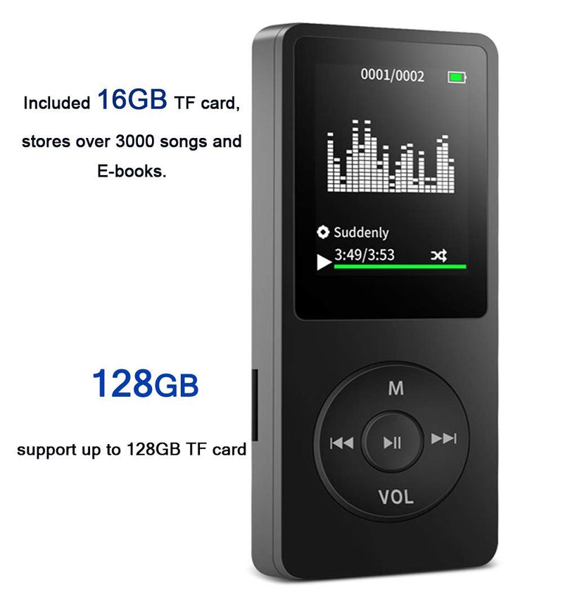  [AUSTRALIA] - MP3 Player, Music Player with 16GB Micro SD Card, Build-in Speaker/Photo/Video Play/FM Radio/Voice Recorder/E-Book Reader, Supports up to 128GB Dark blue