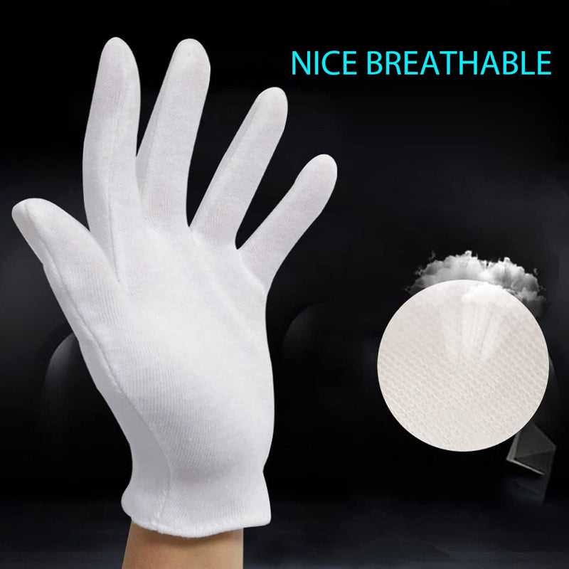  [AUSTRALIA] - White Gloves 100% Cotton Gloves for Dry Hands Women Men Sleeping Gloves Overnight Moisturizing Gloves Eczema Sensitive Skin Treatement (10 Pairs)