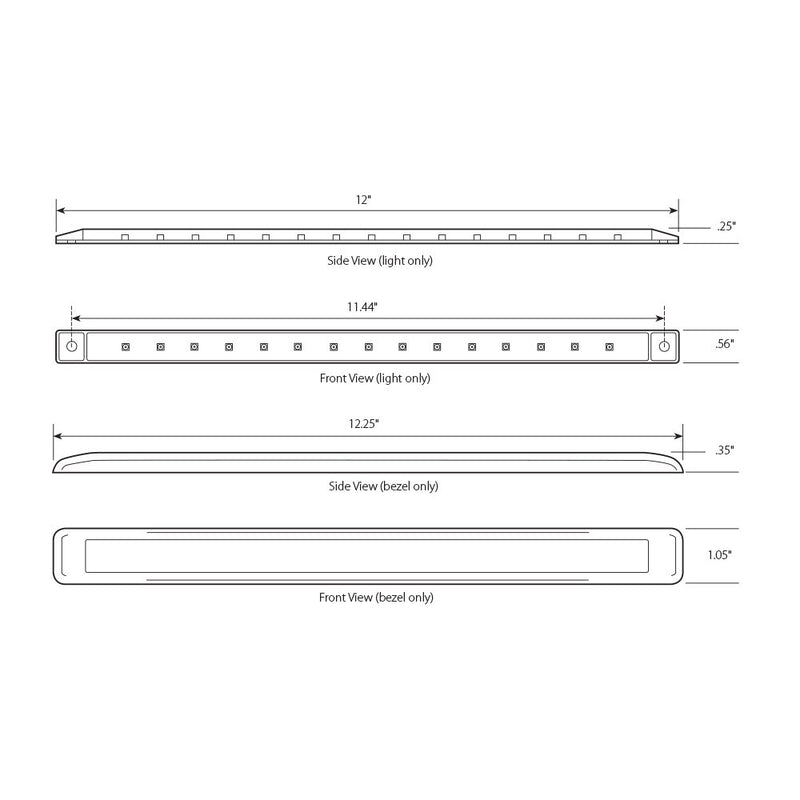  [AUSTRALIA] - Grand General 76125 Red 12" Ultra Thin Surface Mount 15-LED Marker and Clearance Sealed Light Bar with Chrome Plastic Bezel