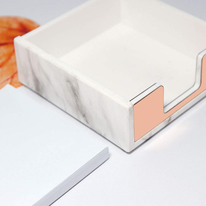 Marble White Rose Gold Sticky Note Holder Memo Pad Cards Dispenser Modern Workplace Acrylic Notepads Paper Cube Tray Office Desk Organizer Decor Marble Rose Gold - LeoForward Australia