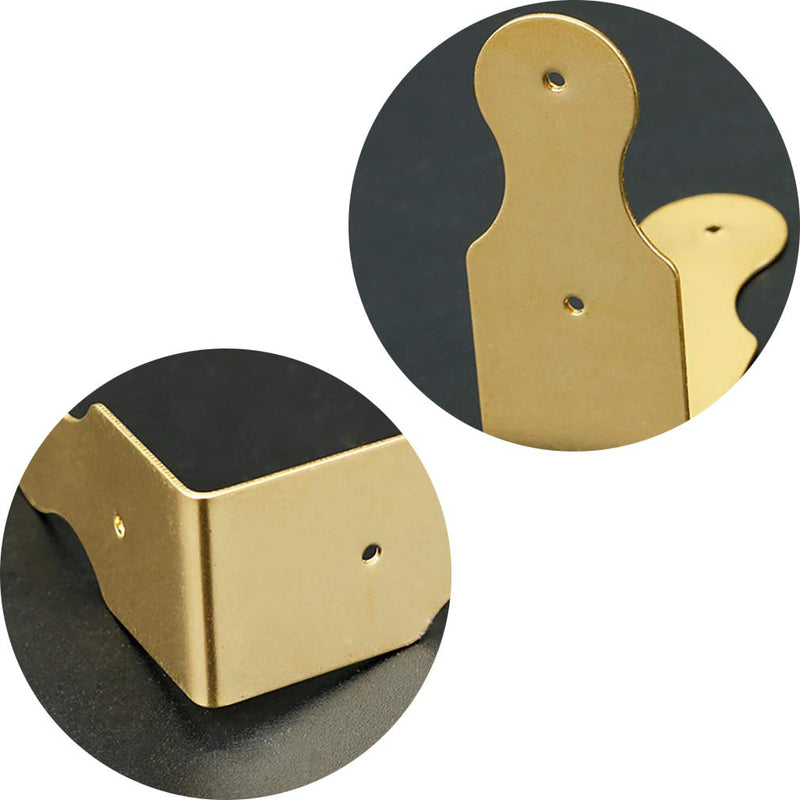 Tiazza 8Pcs Pure Brass Box Corner Protector Corner Braces Hardware Desk Edge Right Angle Guards Wood Jewelry Box Photo Frame Accessories (Gold) Gold - LeoForward Australia