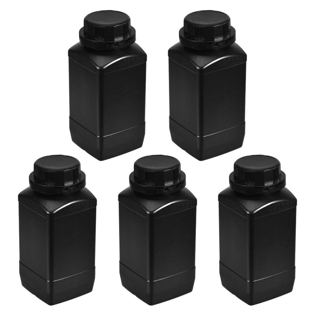  [AUSTRALIA] - uxcell Plastic Lab Chemical Reagent Bottle, 1000ml/ 34oz Wide Mouth Sample Sealing Liquid/Solid Storage Bottles, Black 5pcs