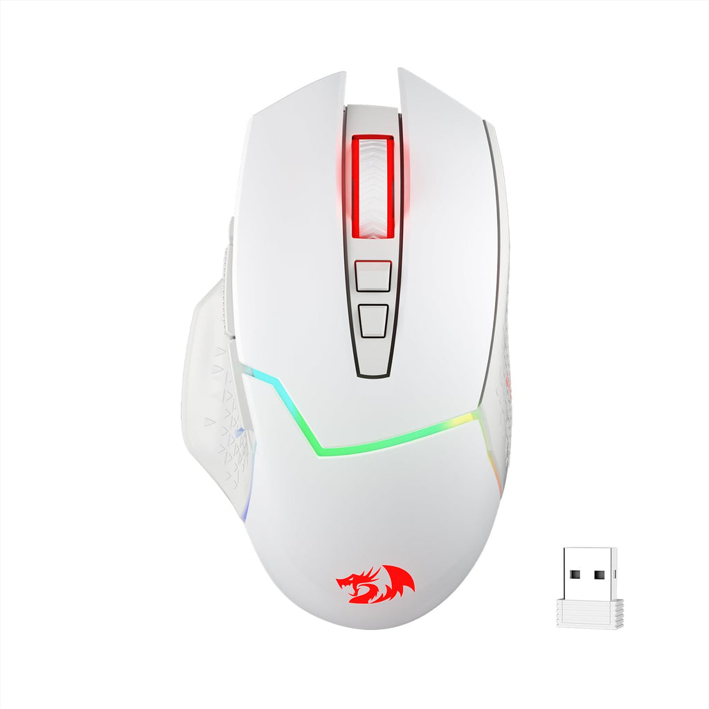  [AUSTRALIA] - Redragon M690 PRO Wireless Gaming Mouse, 8000 DPI Wired/Wireless Gamer Mouse w/Rapid Fire Key, 8 Macro Buttons, Ergonomic Design for PC/Mac/Laptop, White M690 PRO White