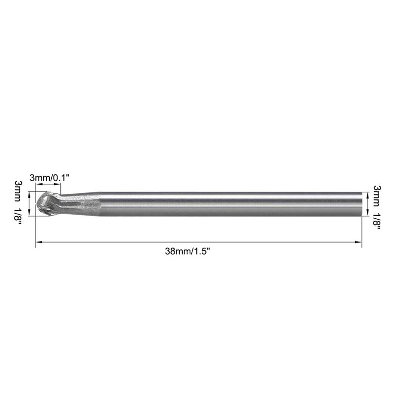 uxcell Tungsten Carbide Rotary Files 1/8" Shank, Double Cut Ball Shape Rotary Burrs Tool 3mm Dia, for Die Grinder Drill Bit Wood Soft Metal Carving Polishing Model Engineering, 2pcs - LeoForward Australia