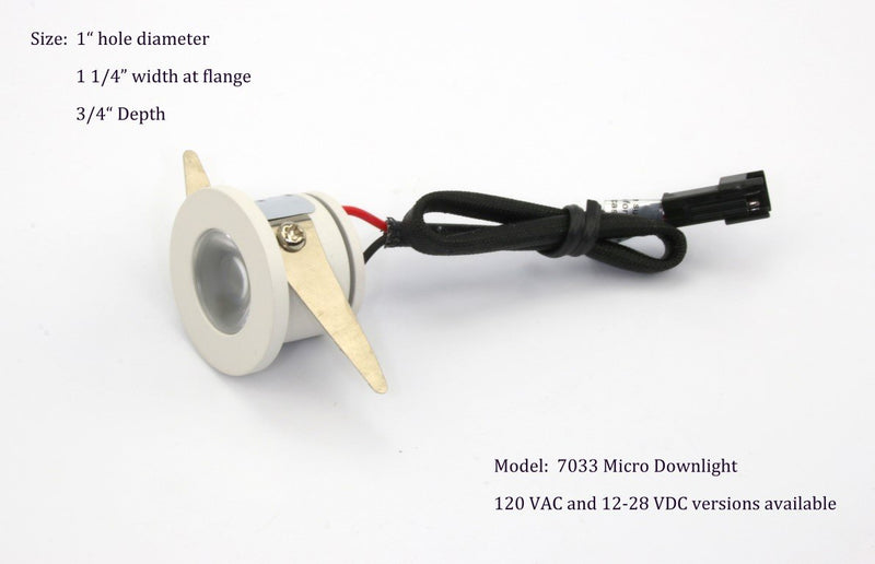 Micro Mini Down Light LED Fixture (90 to 240 VAC) - 1.25" Diameter - 1 Watt Natural White(4000K) LED Down Light for Home, Office, Cabinets, Utility or Task Lighting - LeoForward Australia