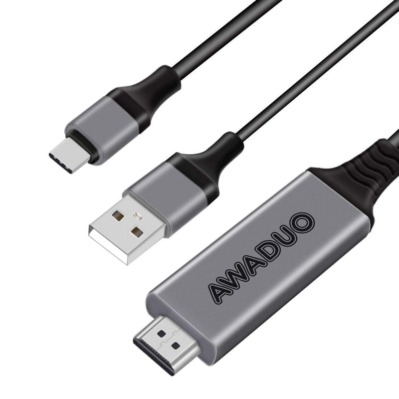  [AUSTRALIA] - USB C to HDMI Adapter with Charging Cable, AWADUO Type c to HDMI Adapter 4K 30Hz Compatible with MacBook 2018 iPad Pro,iMac,ChromeBook Pixel,Galaxy S9 Note9 S10 Surface Book Pro- 6.6FT (6.6FT, Black)