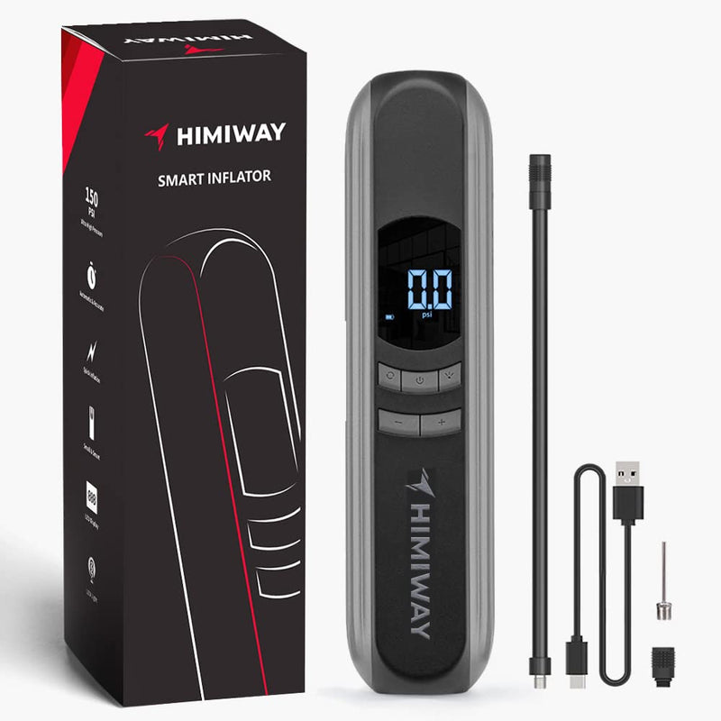  [AUSTRALIA] - Himiway Tire Inflator, Portable Air Compressor for Car Tires, 150PSI 5200mAh Cordless Electric Bicycle Air Pump with Digital LED Light, Mini Tire Pump for Car Motorbike Bicycle Balls Swim Ring