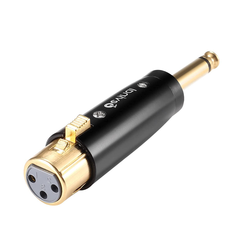  [AUSTRALIA] - Devinal XLR Female to 1/4" TS Adapter, Upgraded Gold-Plated 6.35mm Mono Plug to 3 Pin XLR Female Jack Connector, HiFi Durable Female XLR to Quarter inch Converter. XLR Female to 1/4 TS