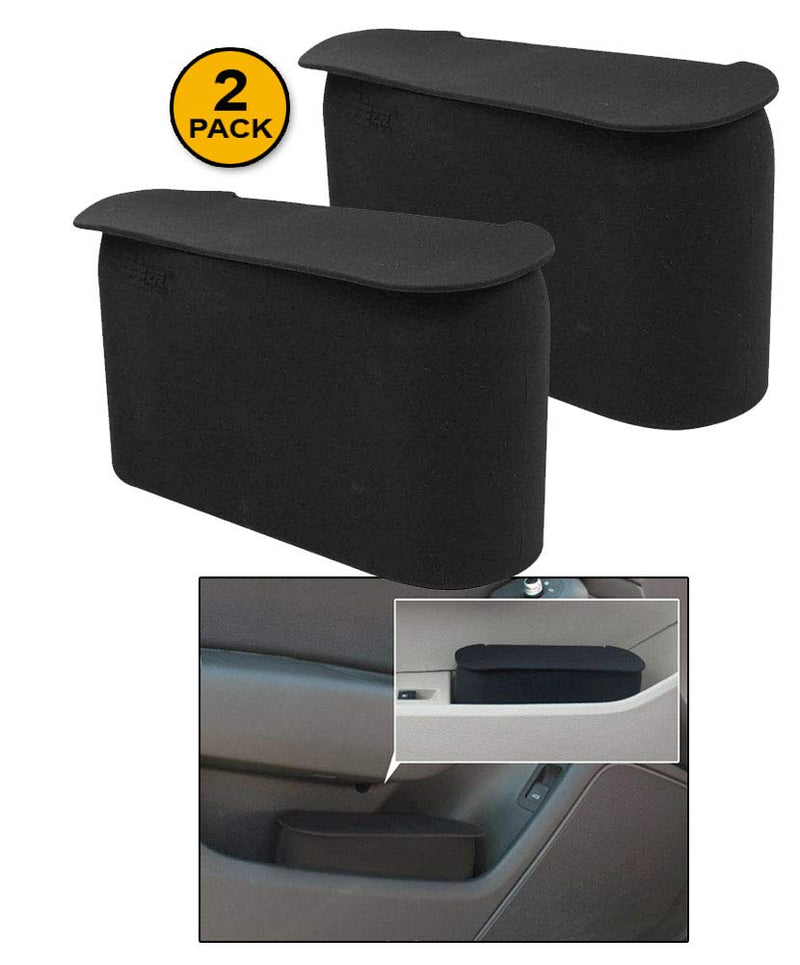  [AUSTRALIA] - JAVOedge (2 Pack Black Small Car Trash Can with Lid, Flexible Material, Fits in Most Side Doors