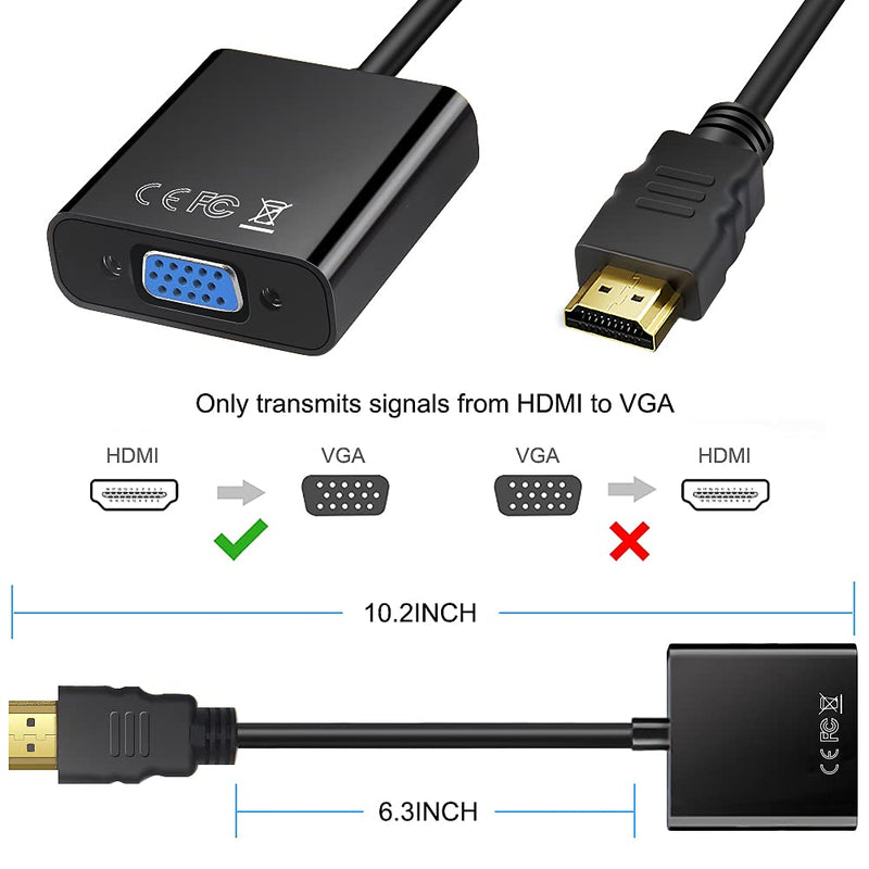  [AUSTRALIA] - HDMI to VGA Adapter, BorlterClamp 1080P Full HD HDMI to VGA Converter (Male to Female) for PC, Laptop, Monitor, Projector, Xbox and More, Black